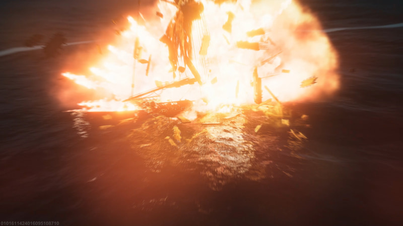 拠点の攻略中に塔からの攻撃に耐えきれず爆発、沈没