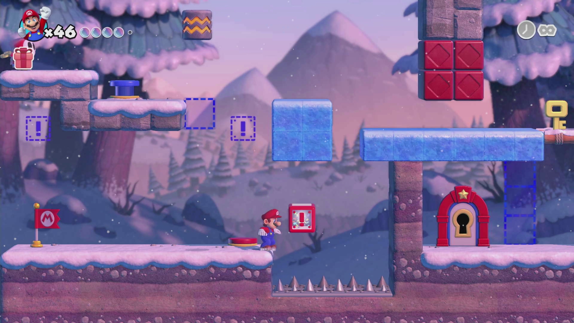 目の前の赤いキューブに触れると別の赤いキューブのところまでワープする