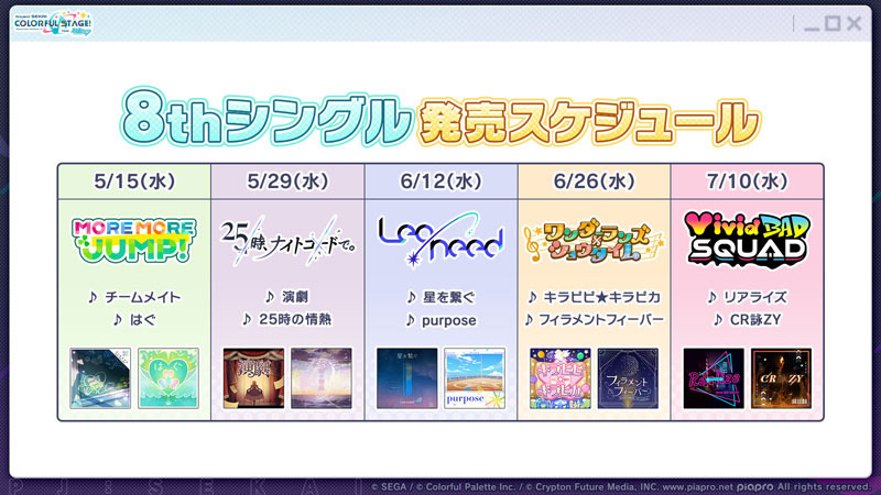 8thシングル発売スケジュール