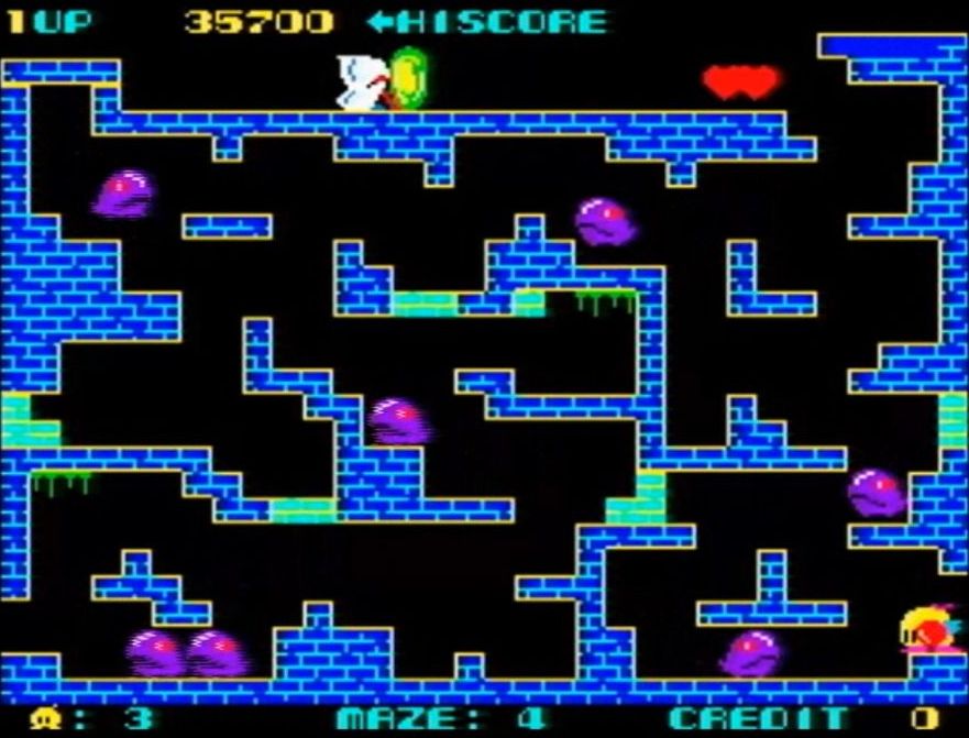 4面より。爆弾で破壊できる壁を利用して、画面左右の端から端へとワープすることができる