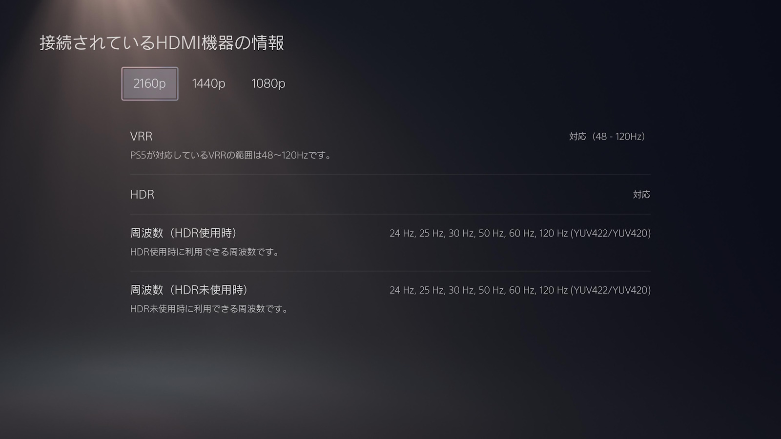 PS5接続時も4K/120HzやVRR、ALLM、HDRといった機能を利用可能
