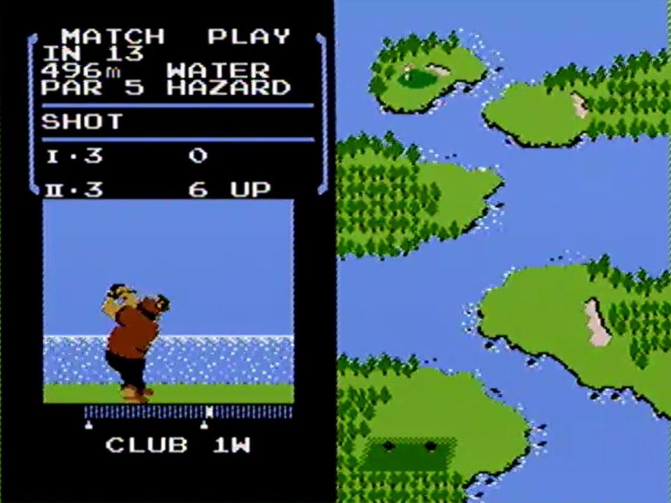 後半になると難しいコースが出現し、強風が吹くとさらに難易度がアップ。クラブ選択や打球方向を間違えると、池ポチャなどの大トラブルに……