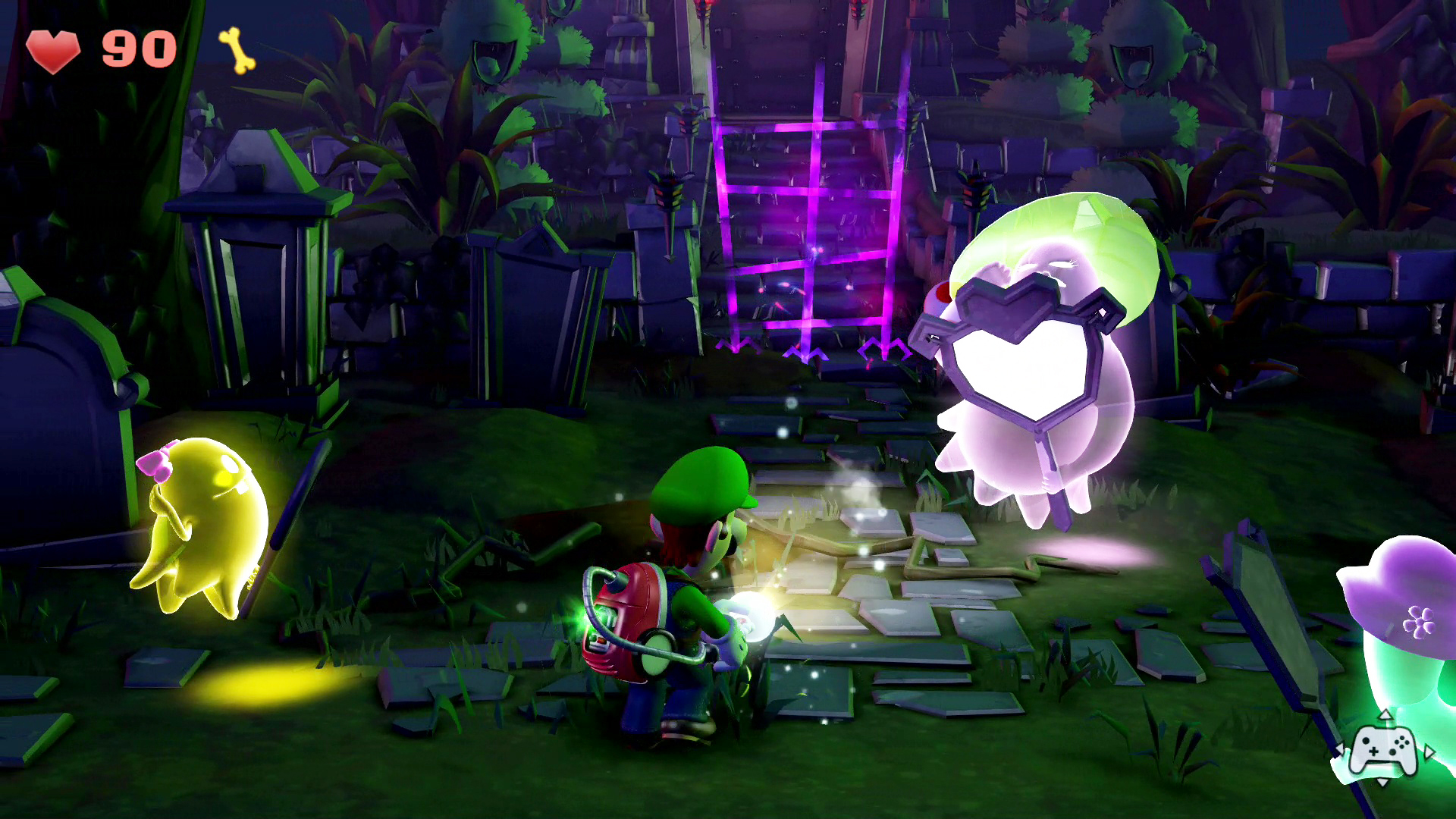 要所に登場する手強いボスオバケ。動きや周囲のシチュエーションなどを考えて戦う必要がある