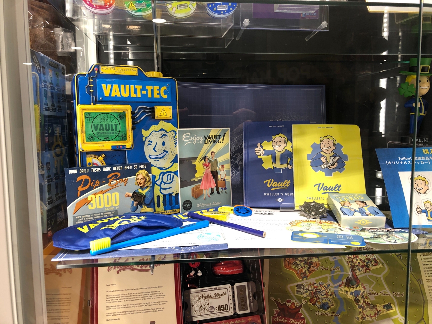 「Fallout Vault Dwellers Welcome Kit」の中身も展示されており、実物を確認できる