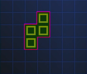 タイムワープ・テトリミノは、1段落下するごとに模様が変化する。設置した時に表示されていたブロックの模様に応じて、その時代へとワープする仕組み