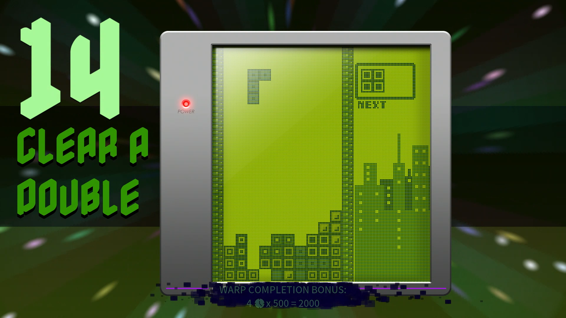 ワープした先では画面左にチャレンジ内容が表示され、達成すればボーナス得点ゲットとなる