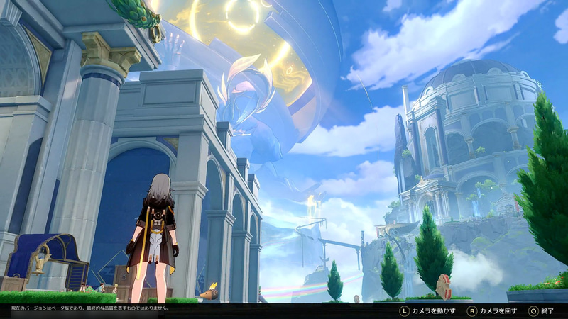 オクヘイマの外周部にあたる通路。正面には巨大なケファレの姿がある