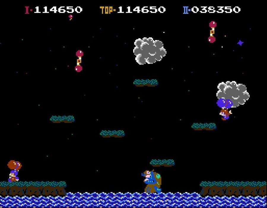 池に主人公、または敵が近付くと巨大な魚が現われ、飲み込まれると即ミスになる