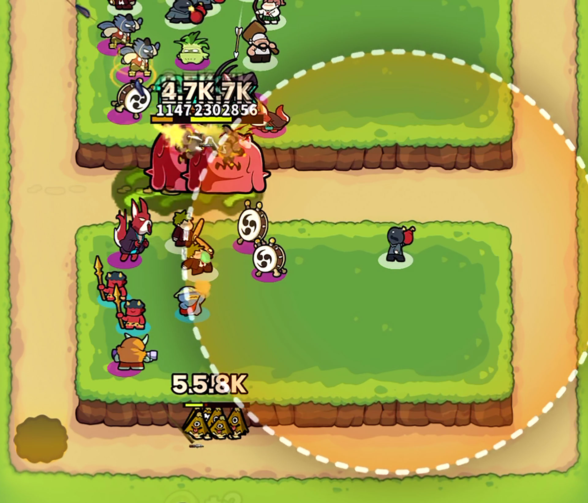 中央通路は、お互いの陣地から出てきた敵が交差する部分でもあるとともに、それぞれが協力して戦える部分でもあるのだ