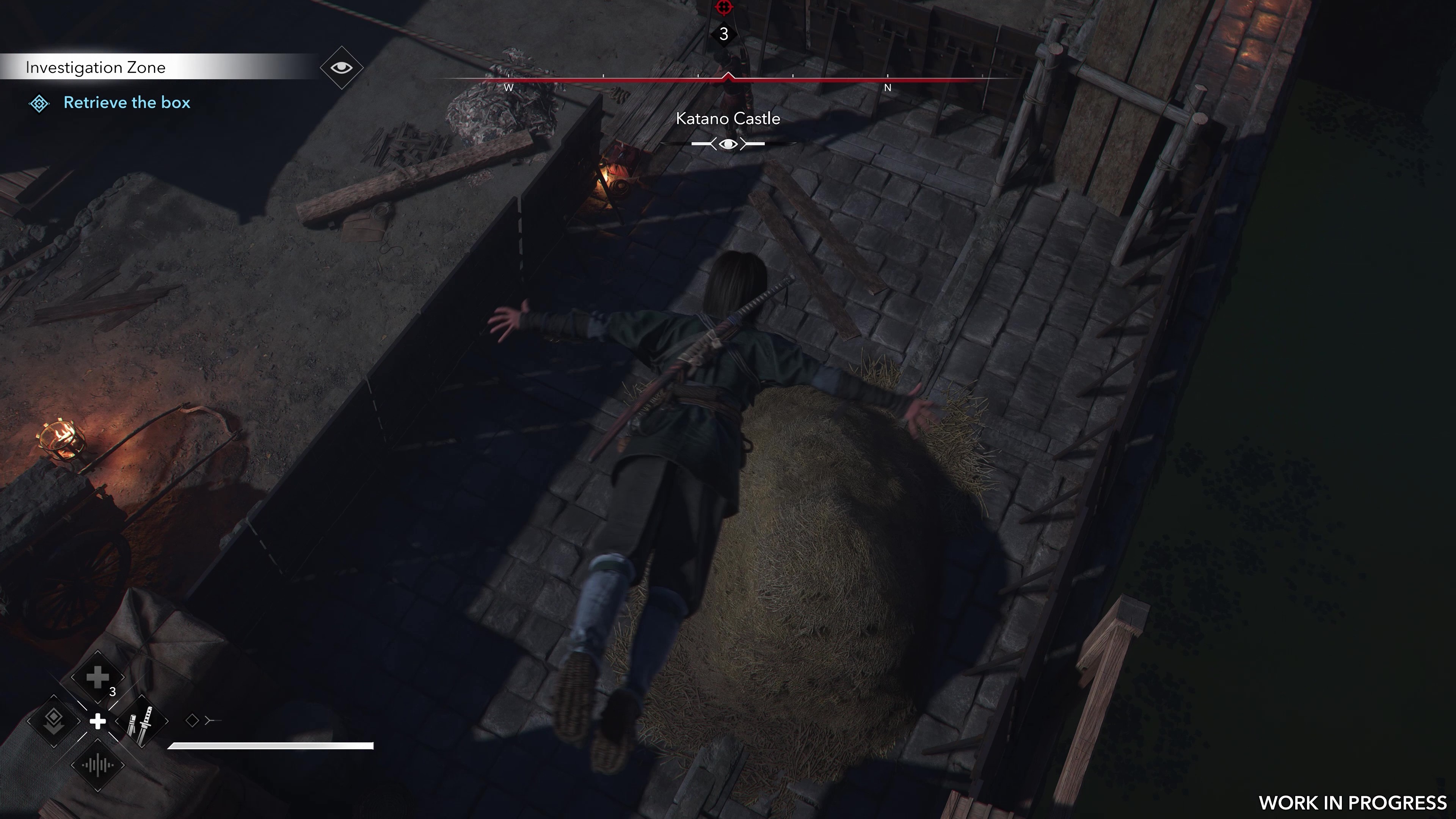 鈎縄で壁を一気に登ったり、体をくるっと回転させて足場を移動したり。とても軽やかな身のこなしで移動できる