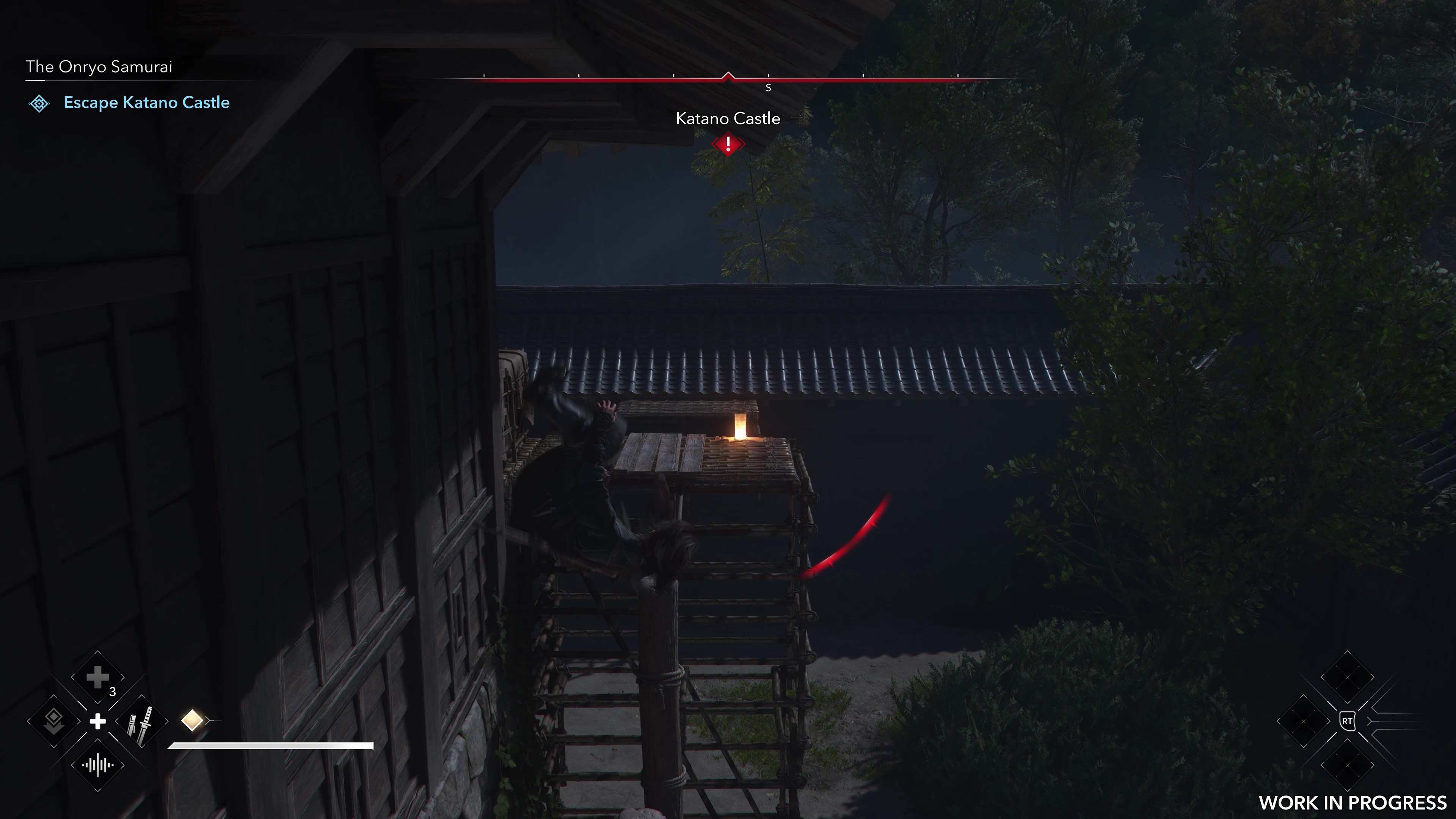 鈎縄で壁を一気に登ったり、体をくるっと回転させて足場を移動したり。とても軽やかな身のこなしで移動できる