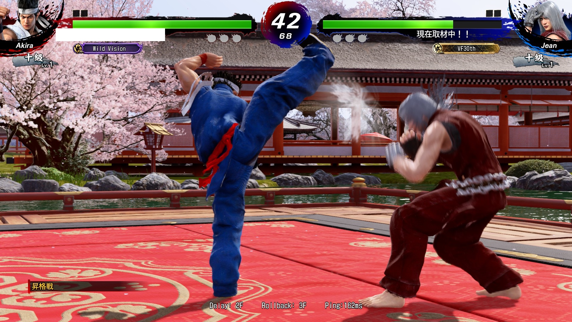 スクリーンショット下部に注目していただきたい。オンライン対戦中に現在のディレイ・ロールバック・ping値が表示されるようになっている。これは本作からの機能である