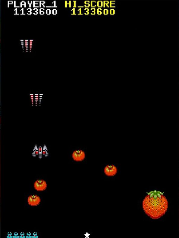 Powを取ると、画面内の敵がすべてフードに変わるのも実に楽しい