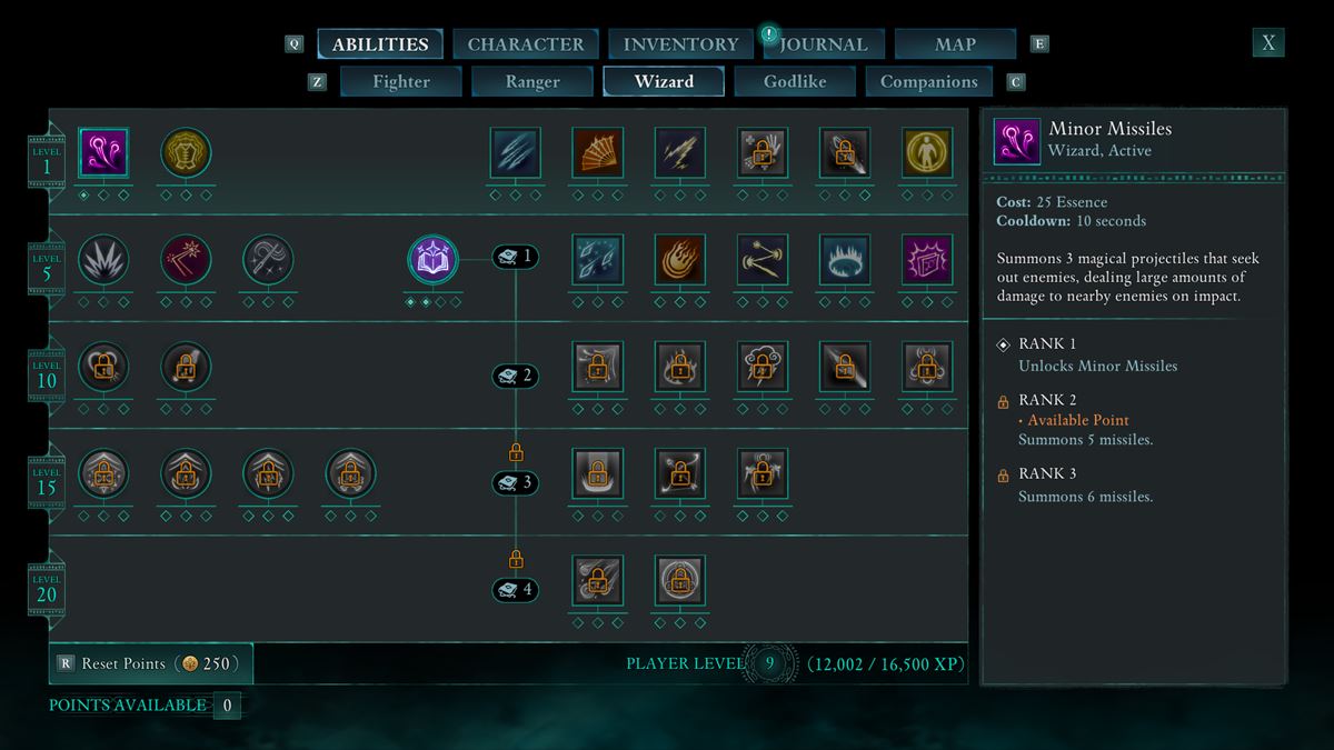 レベルアップ毎にステータスとスキルツリーを1段階づつあげられる