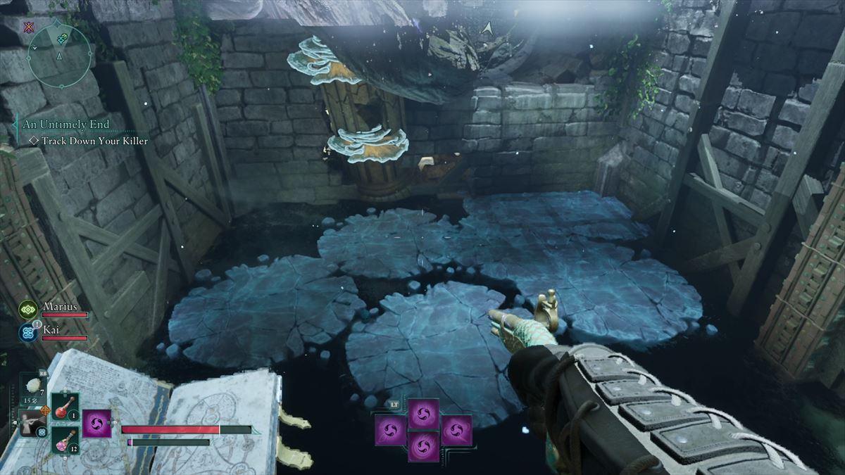 魔法を使用して道を開くギミックも