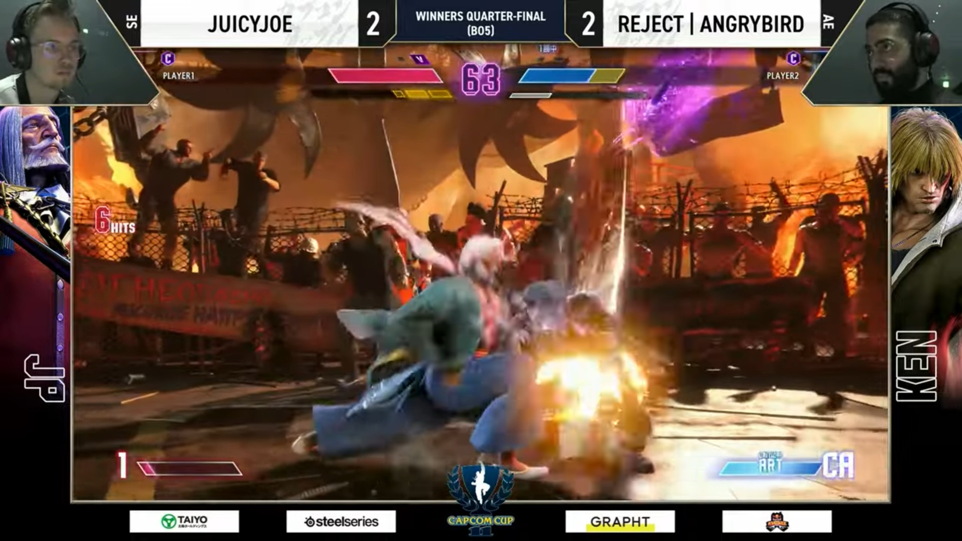 ラヴーシュカを絡めた連続技ではKOしきれないと判断し、連続技では無く連携を繰り返すことでダメージを蓄積させたJuicyjoeの状況判断が光る！ マジシャンの異名は伊達ではない