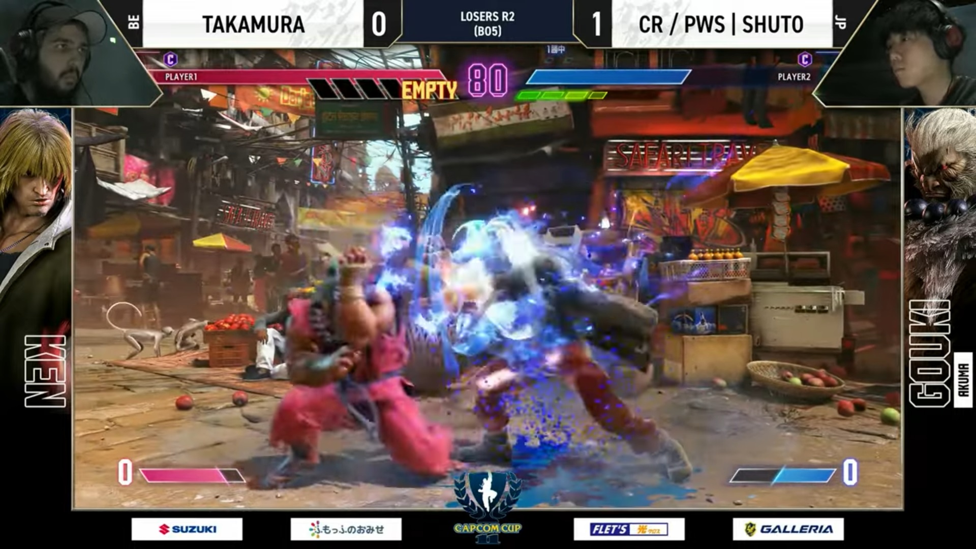 多少アクセルを踏みすぎたか、多少怪しいミスが見えたTakamura選手のケン。しかし、反撃を受けるぐらいならとOD波動拳などを用いてリスクを軽減していた