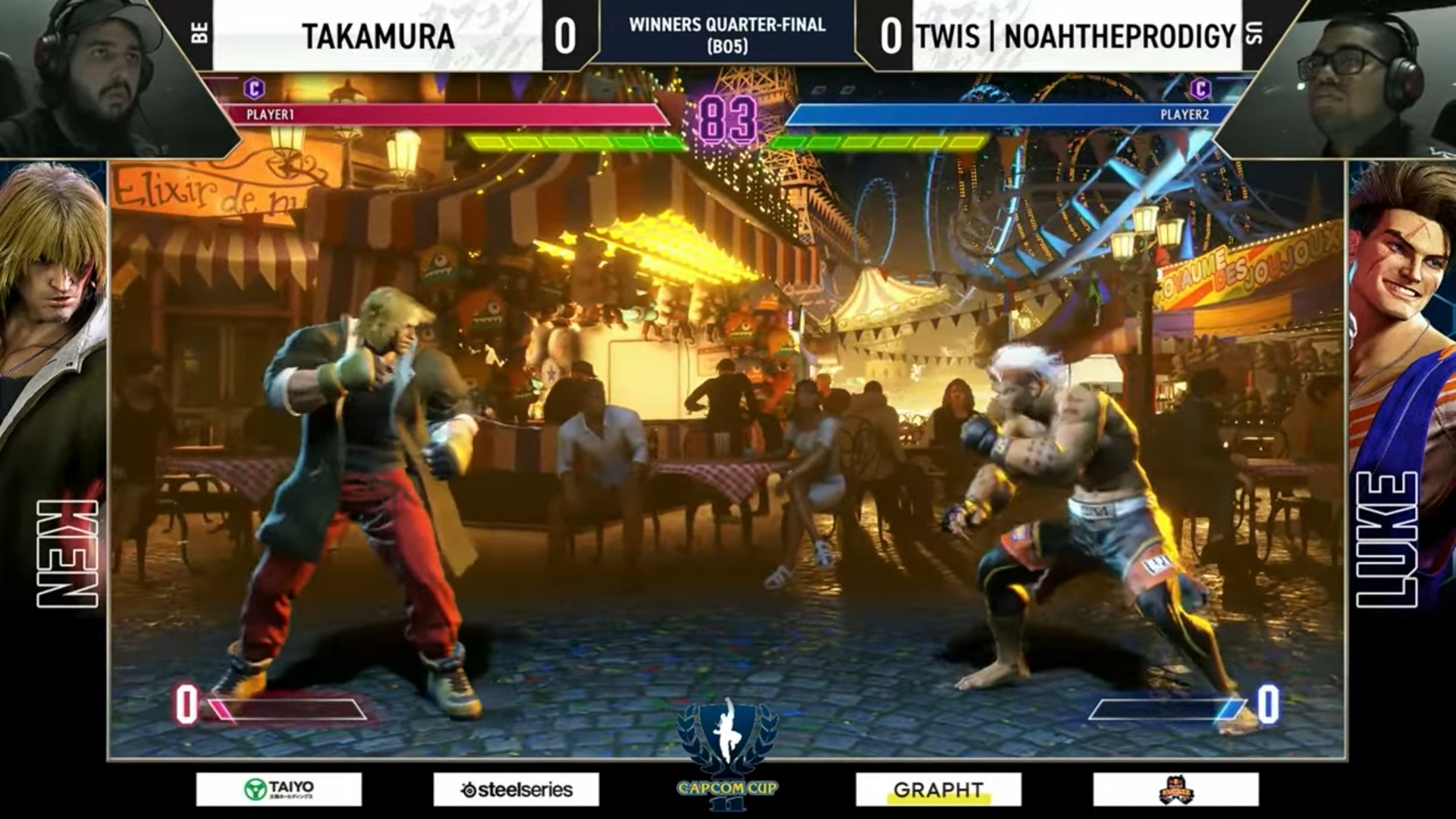 日本の強豪若手ルーク使いにも、Noah選手のように潤沢にドライブゲージを使いバーンアウトを意にも介さないプレイヤーは存在するが、その米国版のような彼が約20カウントの間、少し動いてはガード、少し動いてはガードとじっくり様子を伺っている立ち回りは珍しく映った