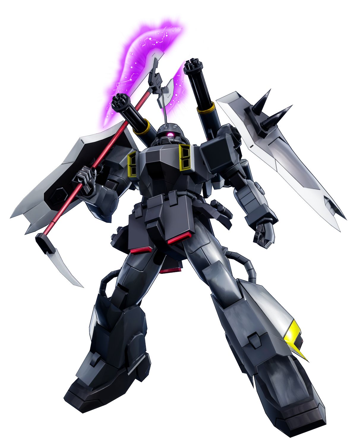 ダークグレーに塗装されたディアッカ専用機に、背部にビームガトリングとビームアックスを搭載し、近接戦闘に特化したスラッシュウィザードを装備した機体