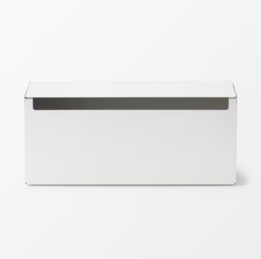 「スチールタップ収納箱フラップ式・ホワイトグレー」