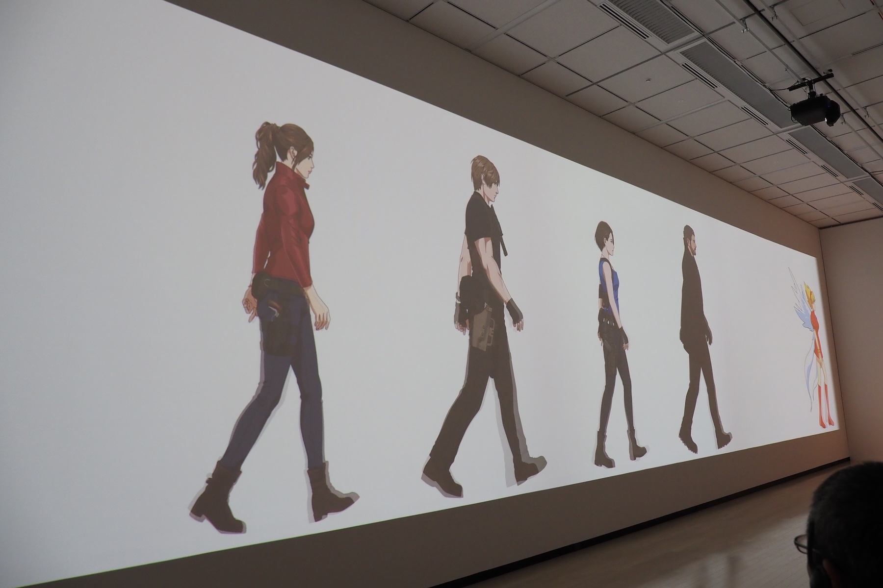 まず目に飛び込むのは、全長16mのスクリーンに映し出された「キャラクターパレード」