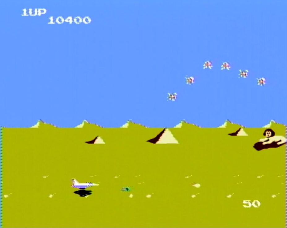 低空飛行で進むと、地上から飛び上がる敵「ピグ」の餌食になりやすいリスクがある