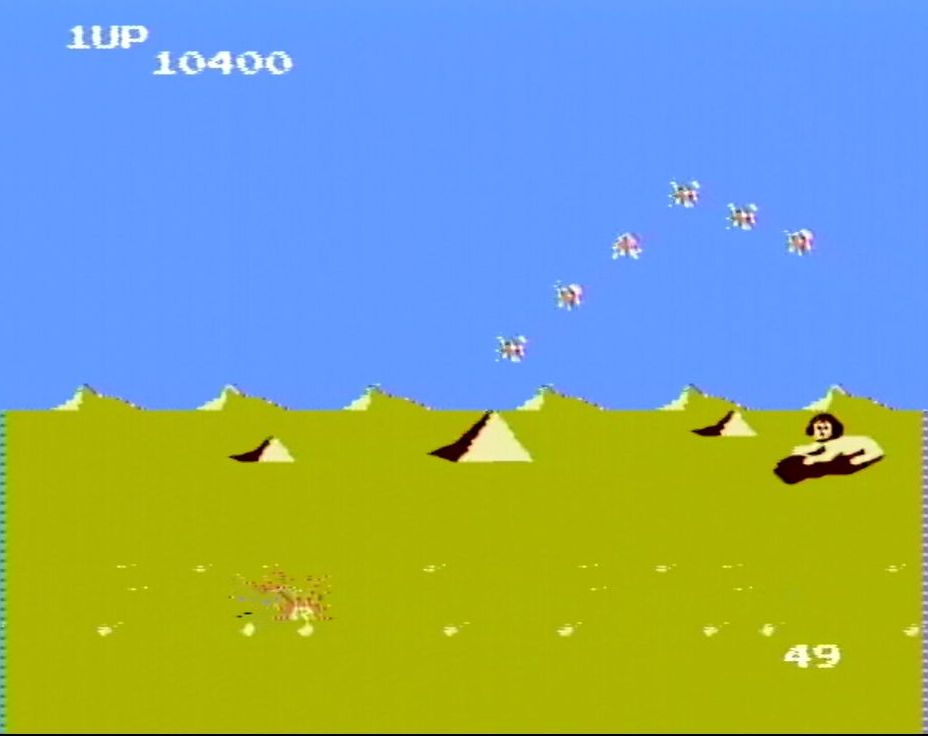 低空飛行で進むと、地上から飛び上がる敵「ピグ」の餌食になりやすいリスクがある