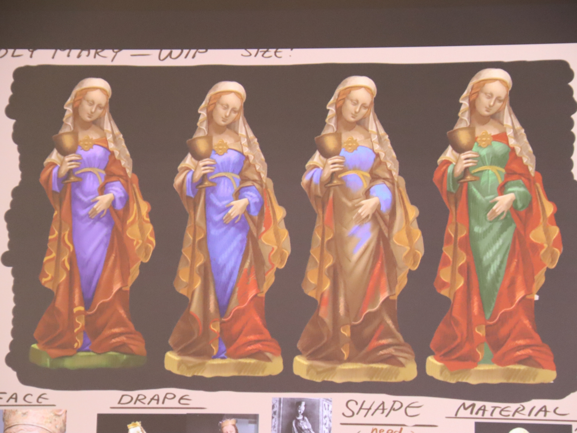 川谷氏がデザインしたマリア像。画家のアトリエ内に登場する