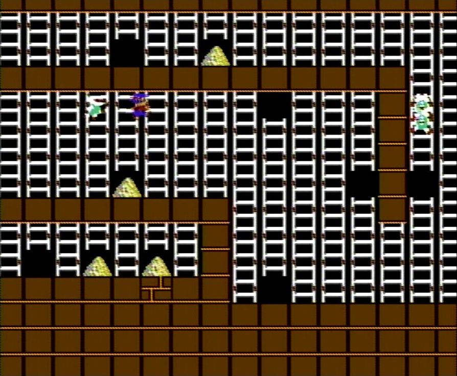 こちらは3面。ハシゴにつかまりながらロボットをかわす「追いかけっこ」に終始する珍しいステージだ