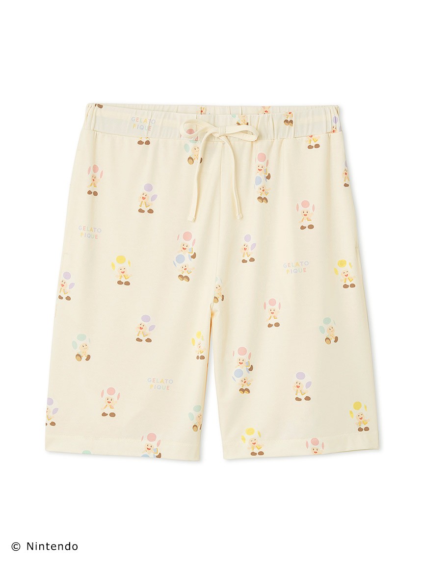 【スーパーマリオ】【メンズ】 キノピオ＆ヨッシーハーフパンツ 6,380円 ＜カラー：CRM＞＜サイズ：M、L＞