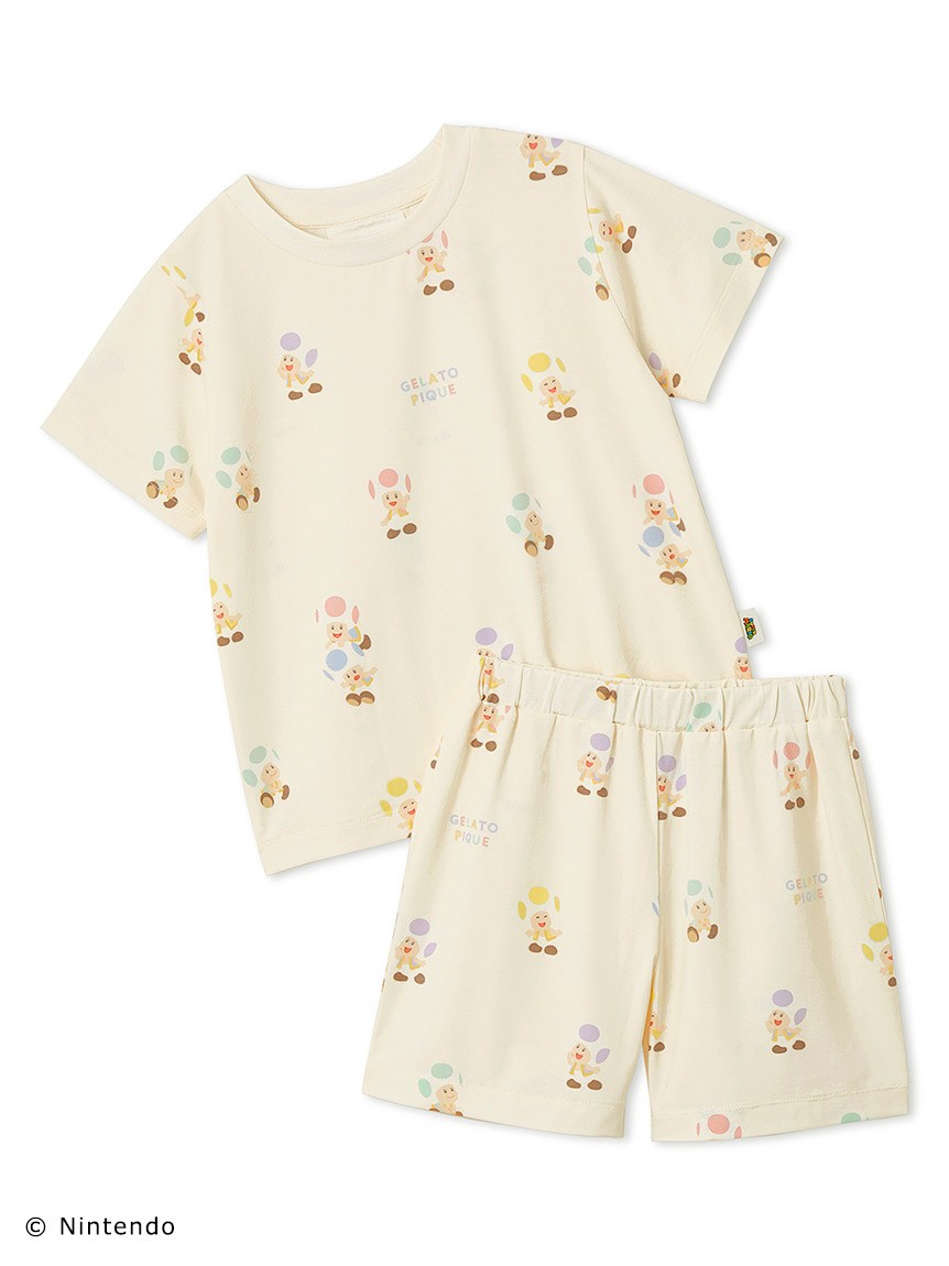 【スーパーマリオ】【キッズ】キノピオ＆ヨッシーTシャツ&ショートパンツセット 8,800円 ＜カラー：CRM＞＜サイズ：90、100、110、120＞