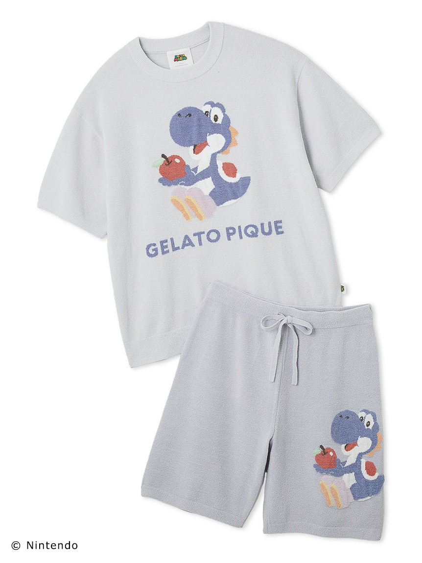 【スーパーマリオ】【メンズ】キノピオ＆ヨッシージャガードプルオーバーハーフパンツセット 17,820円 ＜カラー：NVY＞＜サイズ：M、L＞