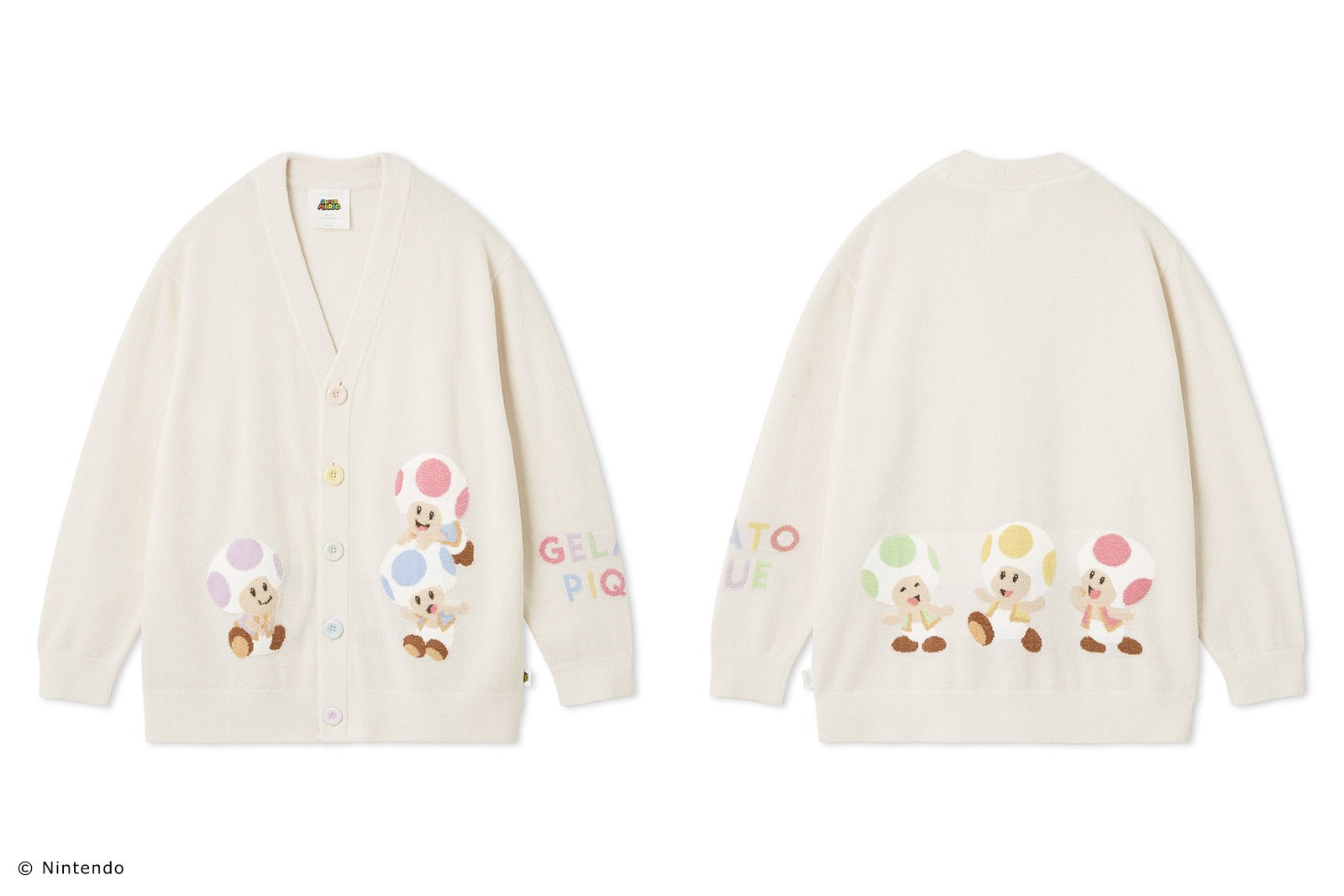 【スーパーマリオ】【ユニセックス】キノピオ＆ヨッシージャガードカーディガン 13,420円 ＜カラー：CRM＞＜サイズ：S-M、M-L＞