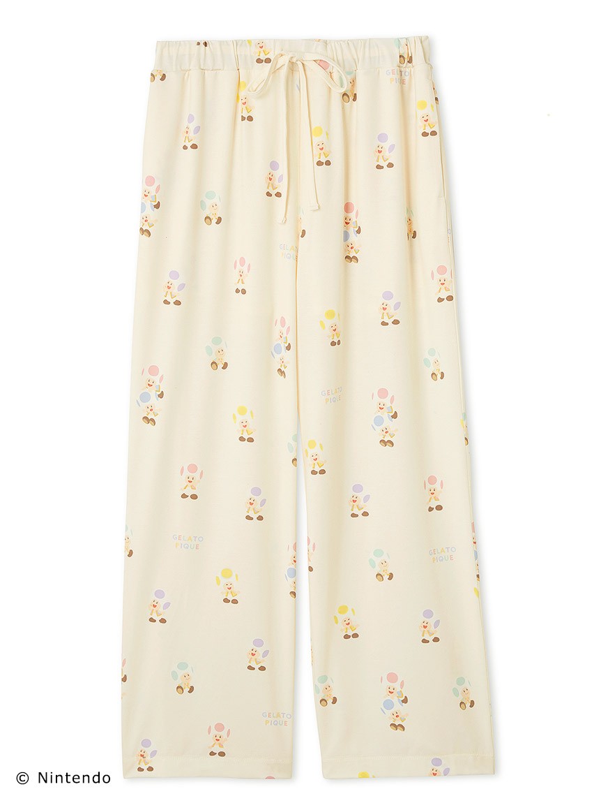 【スーパーマリオ】【レディース】キノピオ＆ヨッシーロングパンツ 7,480円 ＜カラー：CRM＞＜サイズ：フリー＞