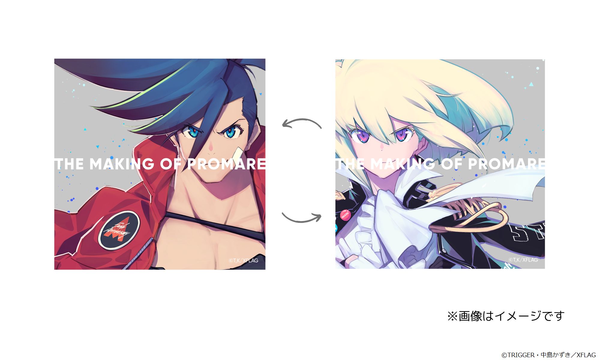 本展のキービジュアルを使用したデザインで、角度によってガロとリオに絵柄が変わる、レンチキュラー仕様のカード。1回の入場につき1枚配布