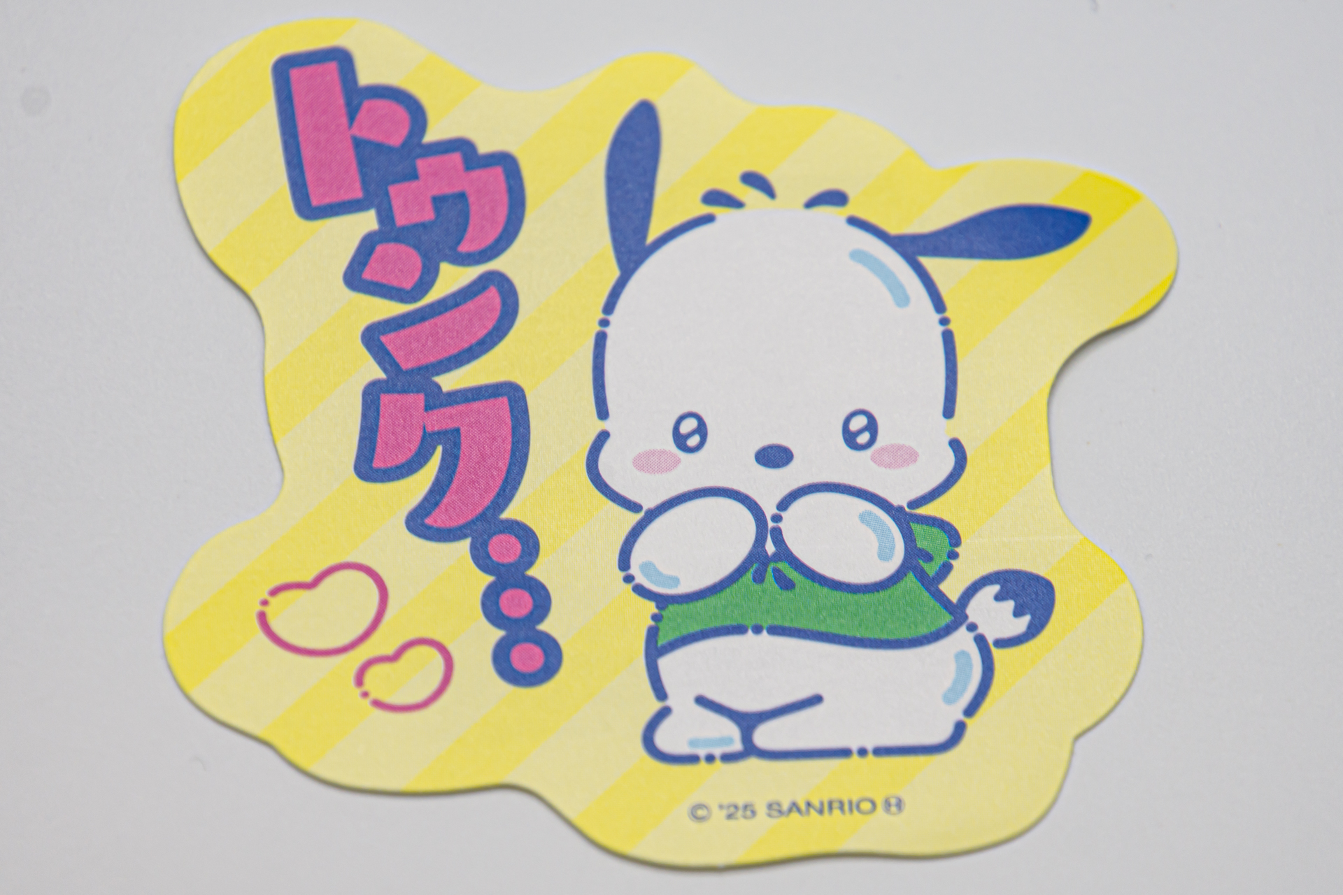 本キャンペーンオリジナルデザインのポチャッコとシナモロールのステッカー。貼ってしまうのがちょっともったいないと思ってしまうかわいさだ