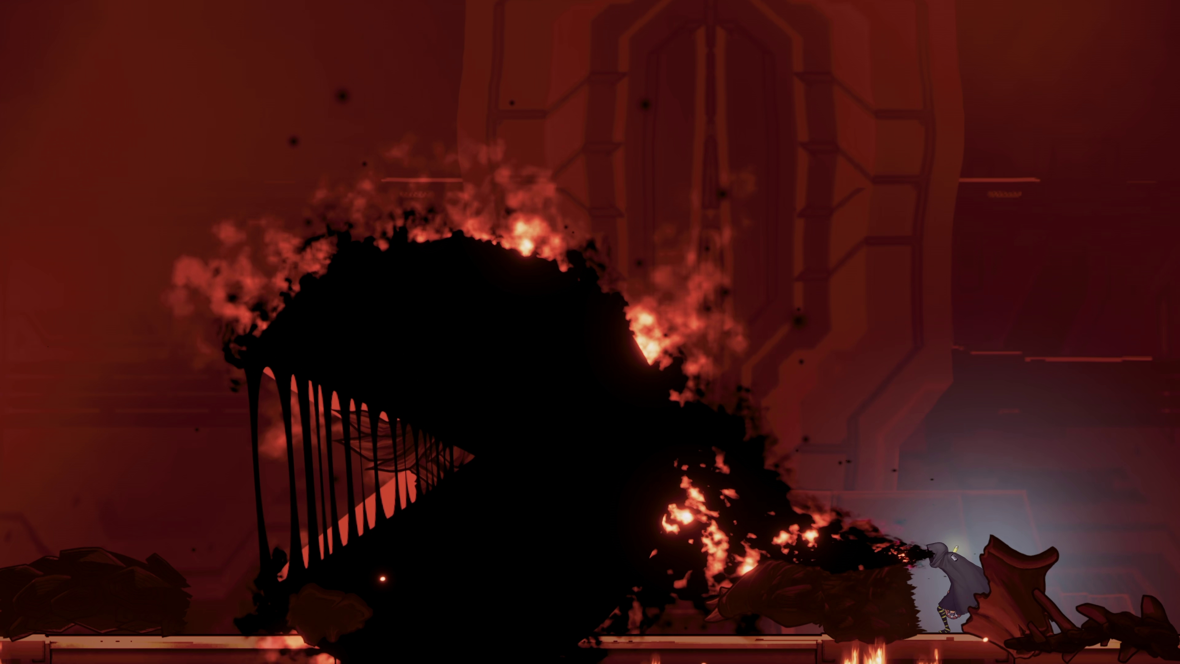 禍々しい巨大パックマンがボスを食い散らかす。完食後にゲップをするというお茶目な一面も