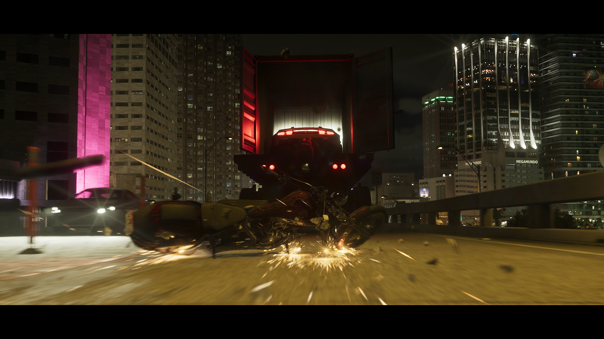 トレーラーに積まれているスーパーカーを強奪