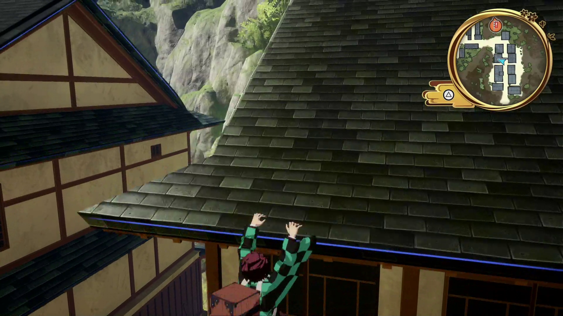 フィールドにある建物や自然環境の縁部分に青色のラインが表示されている箇所は“登る”ことが可能