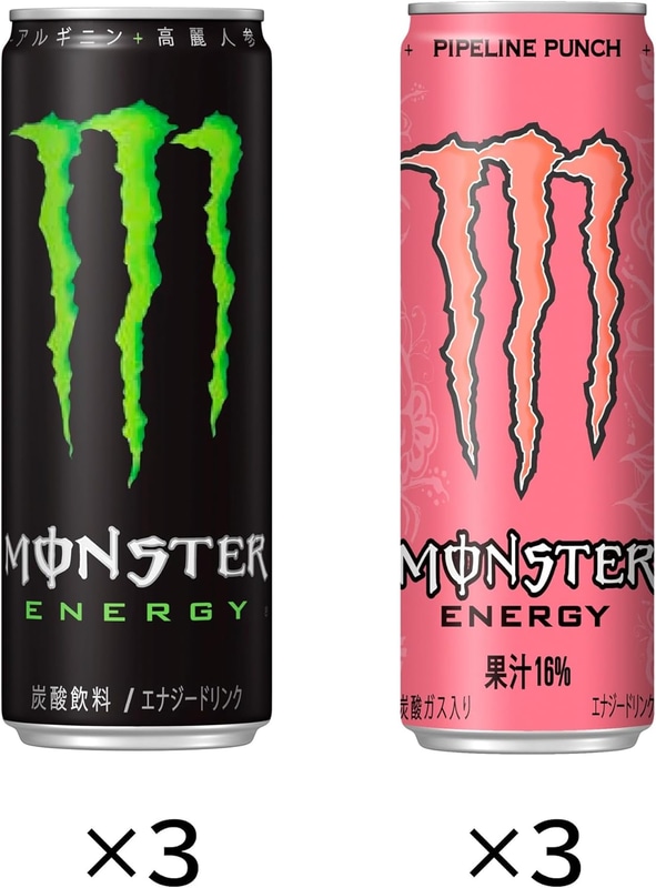 【Amazon.co.jp限定】アサヒ飲料 モンスター トライアル アソートセット 6本入り（エナジードリンク「モンスターエナジー」・「モンスターパイプラインパンチ」）