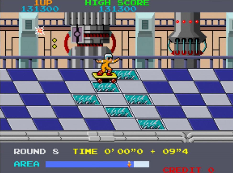 ランナーの位置をドット単位で、正確に縦のラインを合わせると、上下どちらの障害物にも当たらずにすり抜けることができる