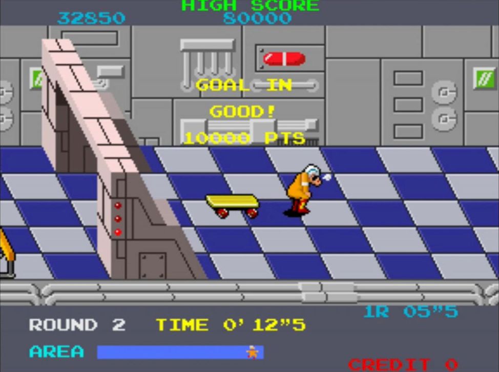 スケボーに乗ったままゴールすると1万点の高得点