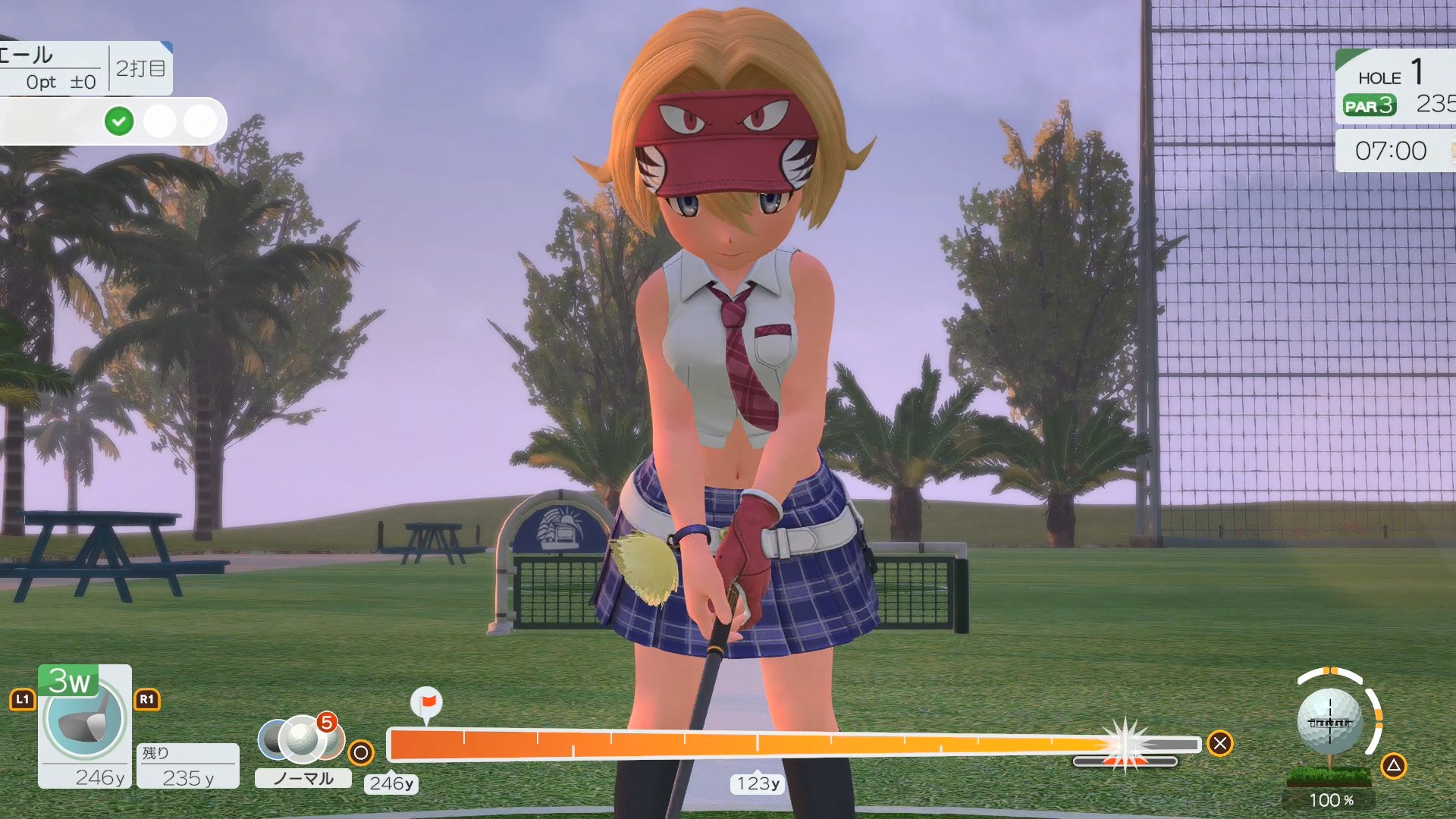 「通常ショット」時は、ドンピシャのタイミングだと、キャラクターの真剣な表情をとらえたカメラアングルに変化し……