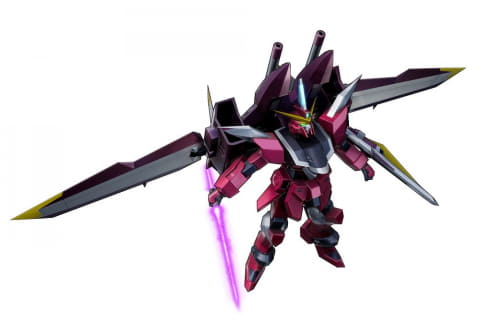 ニュートロンジャマーキャンセラーと核エンジン、脱着可能なフライトユニットを装備したフリーダムの兄弟機。近接兵装や速射性を重視した実体弾兵器を多数装備している