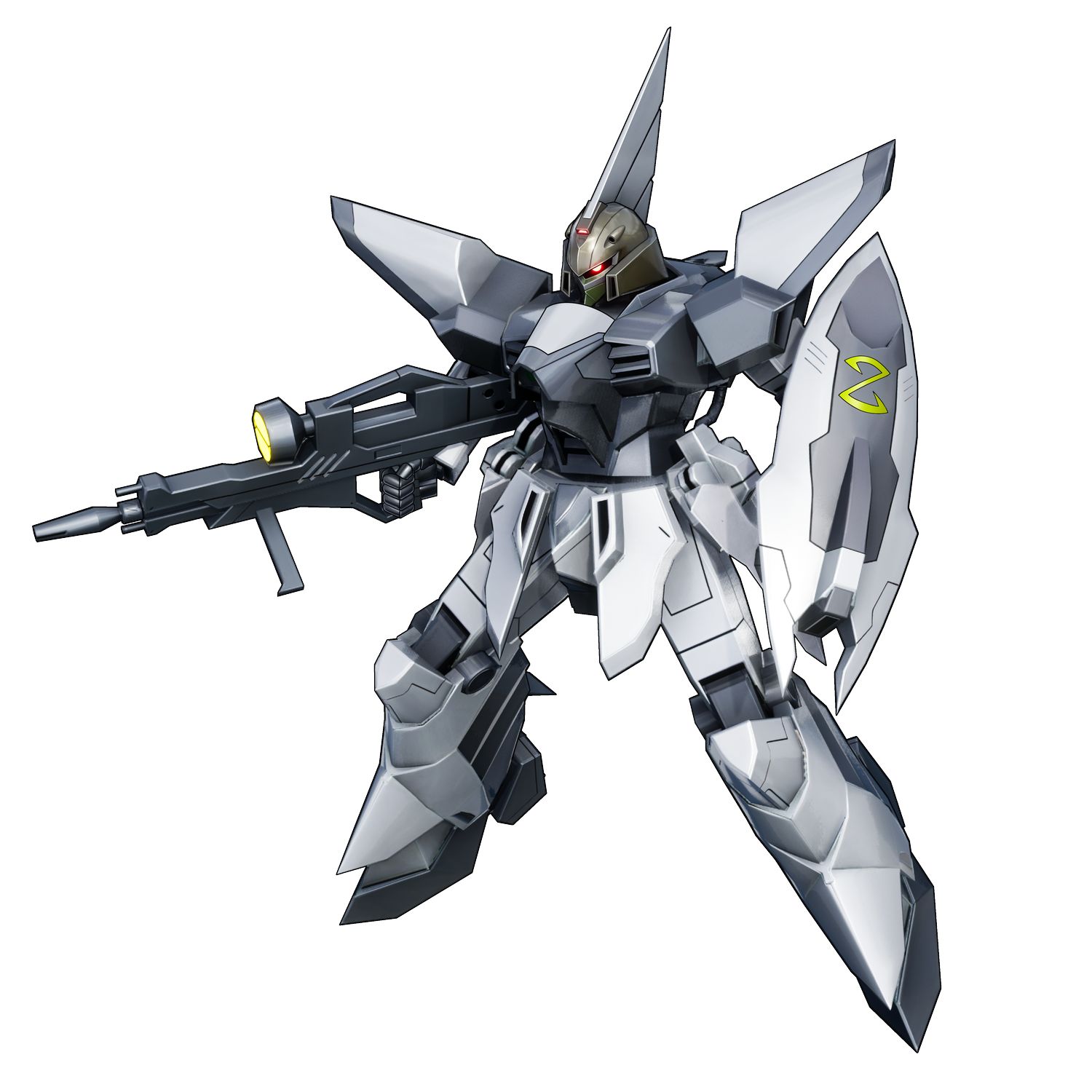 地球への搬送中にサーペントテールに頭部を奪われたため、急遽ゲイツの頭部を移植した機体。ニュートロンジャマーキャンセラーが使用できないため、バッテリーで稼働させている