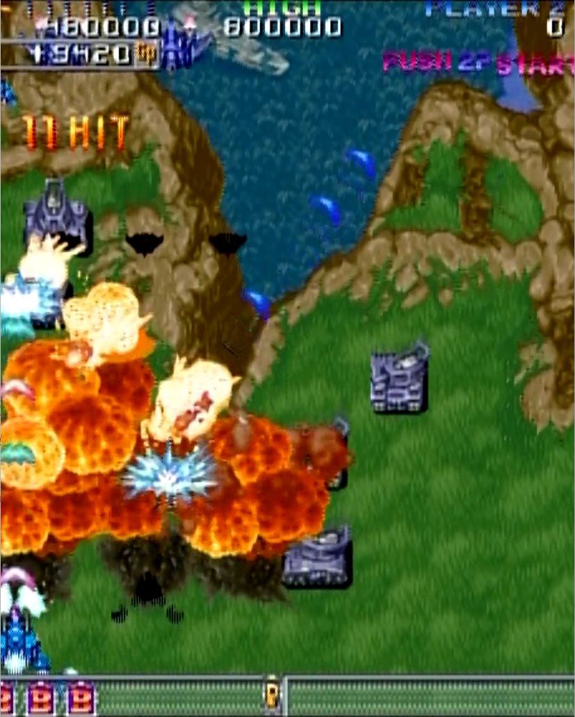 ザコ敵ばかりの場面でも、連続ヒットによって得点がどんどん跳ね上がる