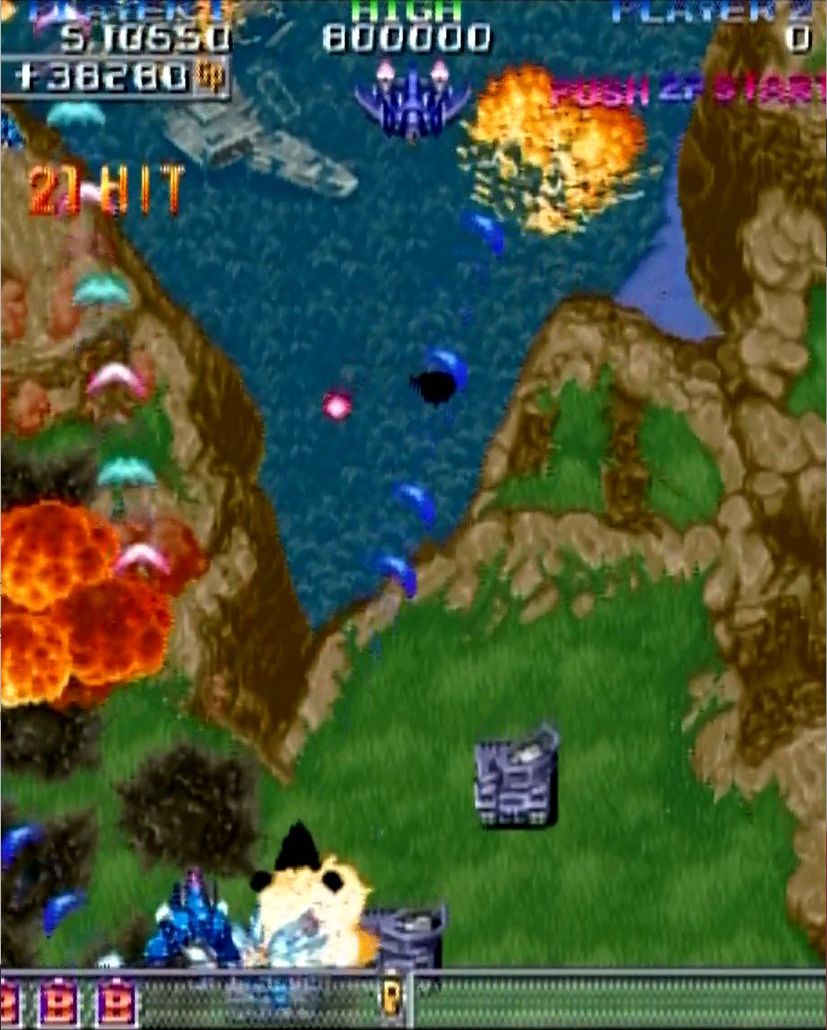 ザコ敵ばかりの場面でも、連続ヒットによって得点がどんどん跳ね上がる