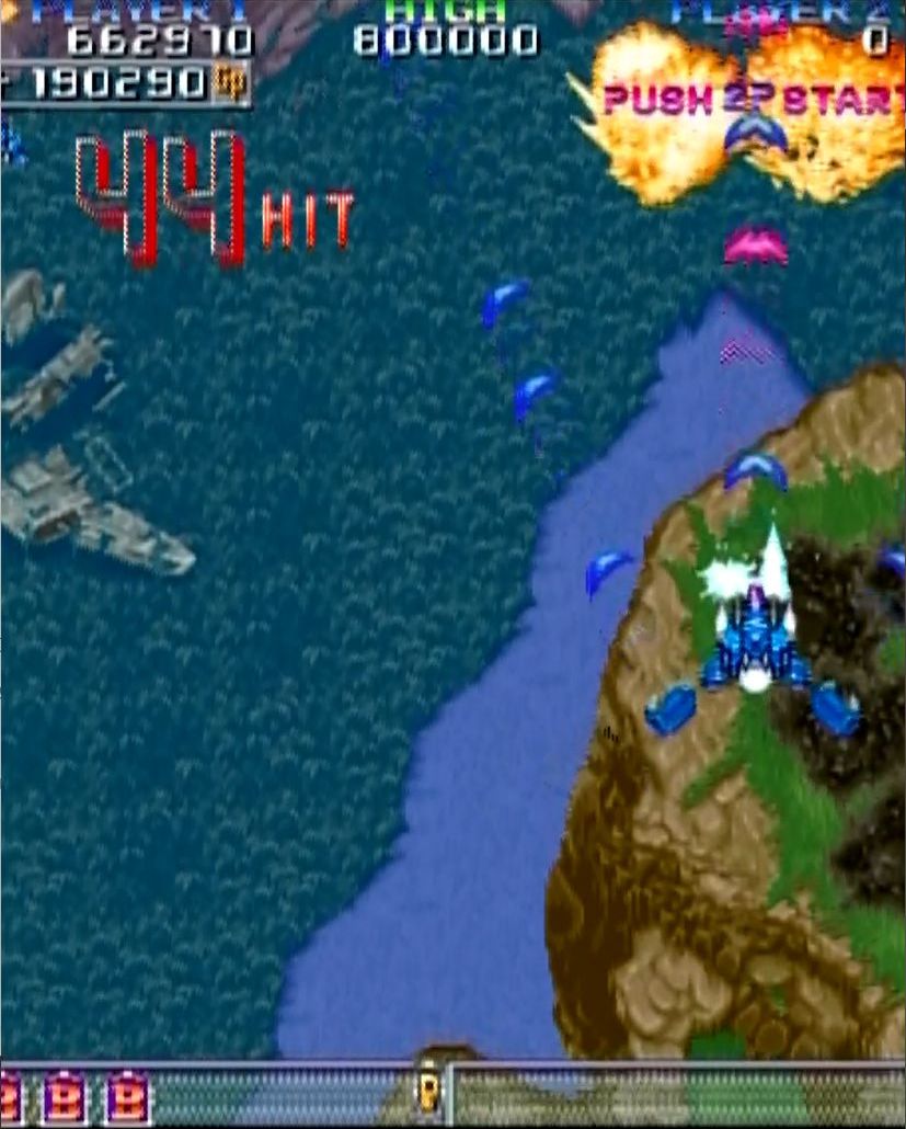 ザコ敵ばかりの場面でも、連続ヒットによって得点がどんどん跳ね上がる