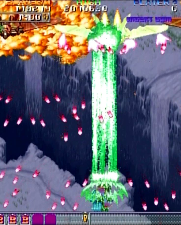 状況に応じて、ショットとレーザーをタイミングよく切り替えつつ、敵を倒すパターンを作るのがとにかく楽しい