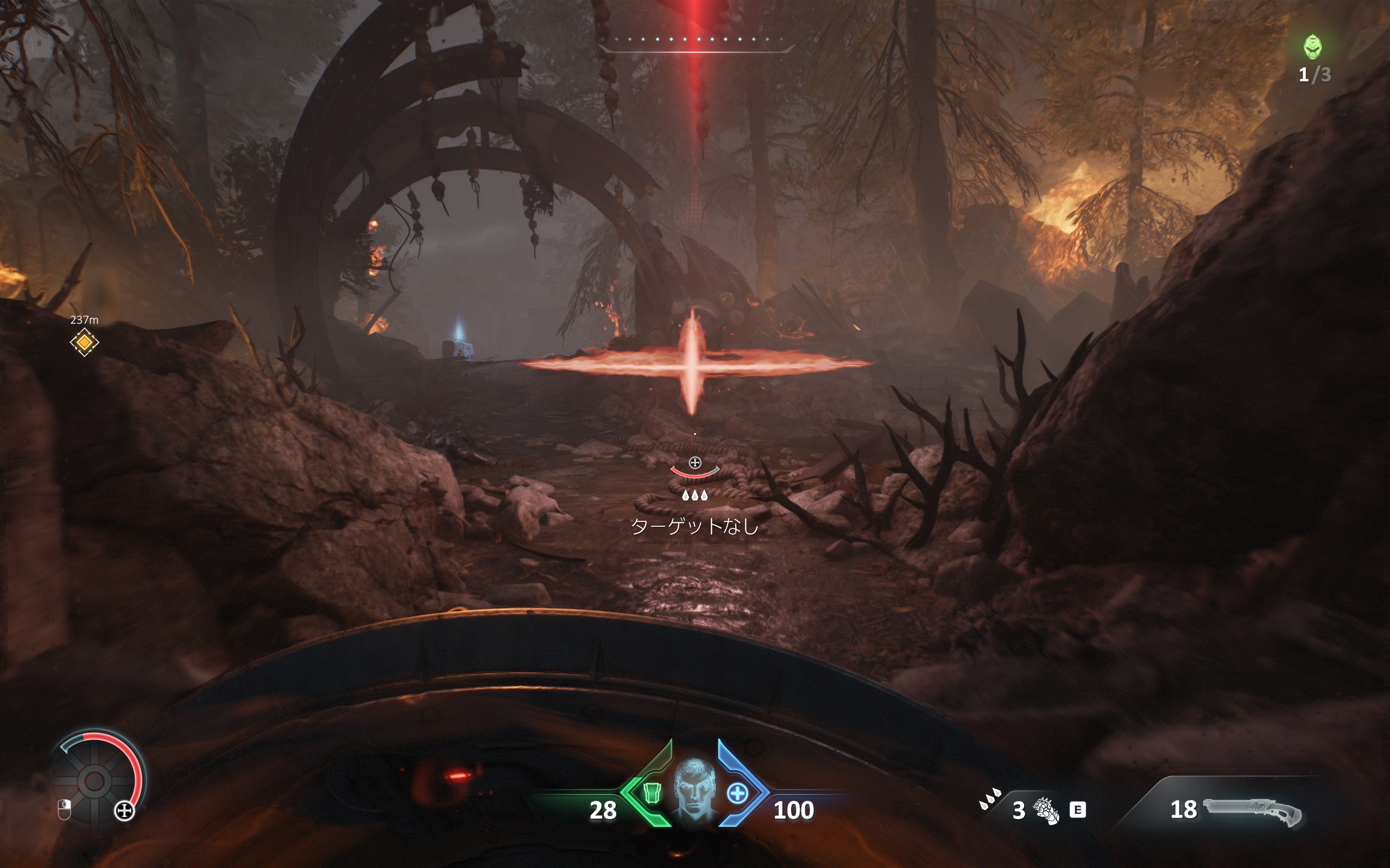 「ウルトラナイトメア」でのキャプチャ。赤い攻撃はパリィ不可。緑の攻撃はパリィではね返せる